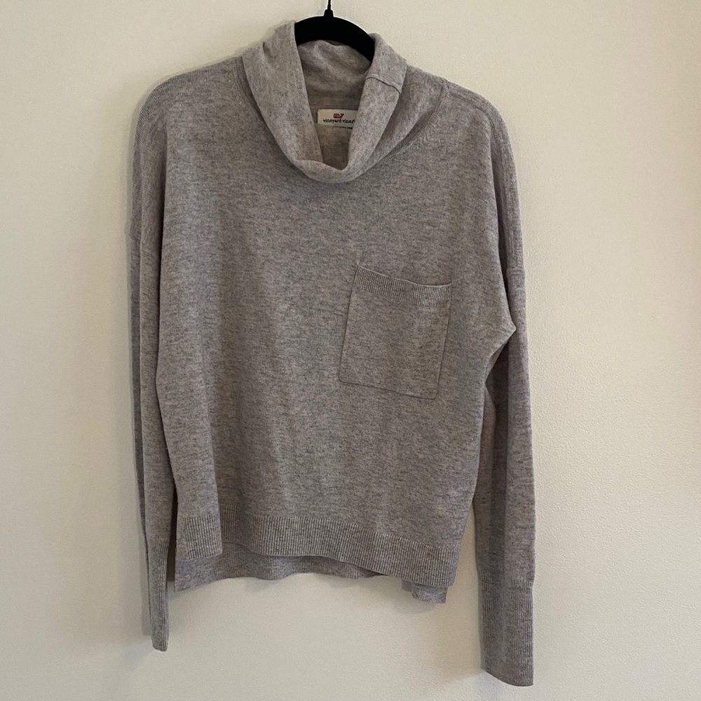 Vineyard Vines Women's Light Gray Roll Neck Wool Cashmere Blend Sweater Medium